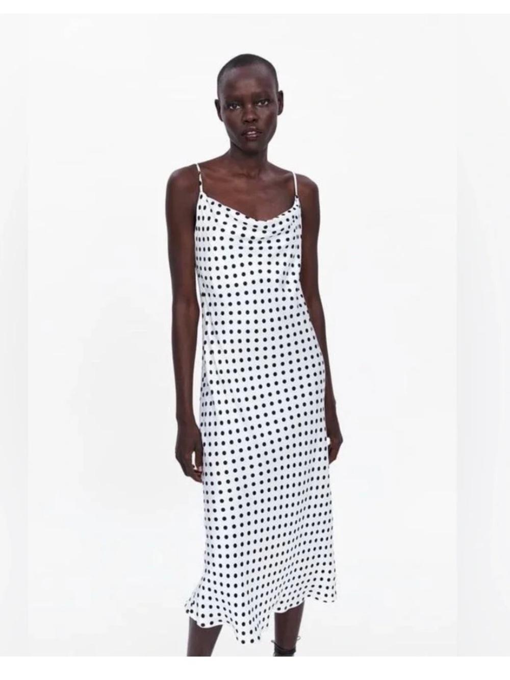 Zara Polka Dot Satin Slip Dress
